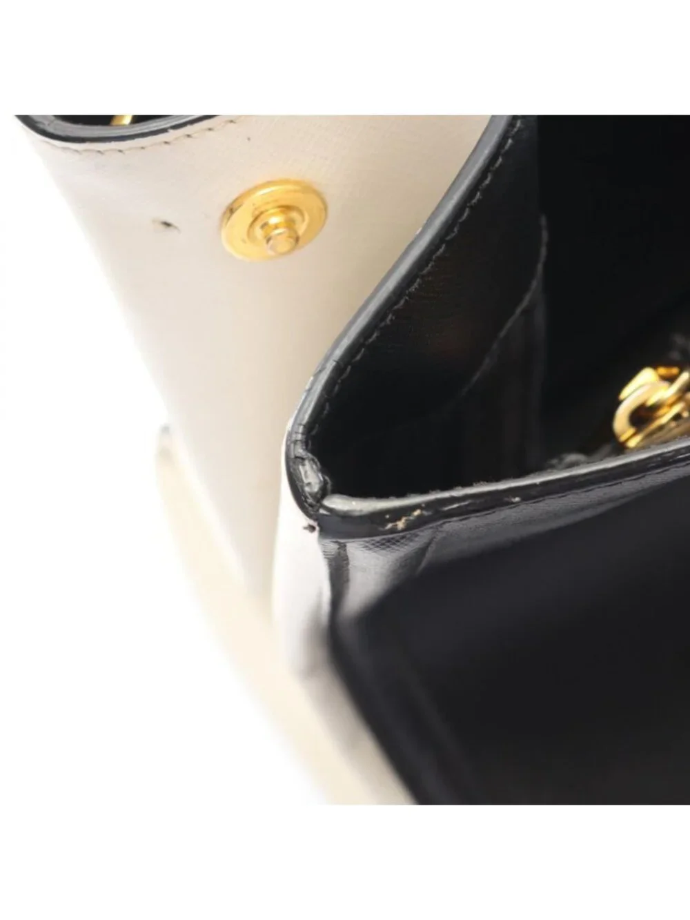 Prada Tote Galleria 2-Way Black Ivory Saffiano Leather Large Handbag